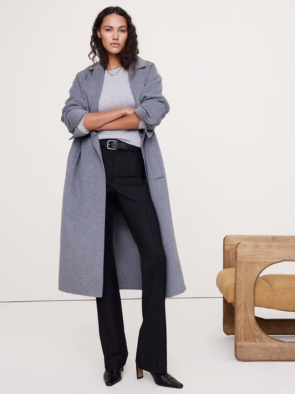 Banana Republic High-Rise Skinny Flare Stretch Wool-Blend Pant 853097